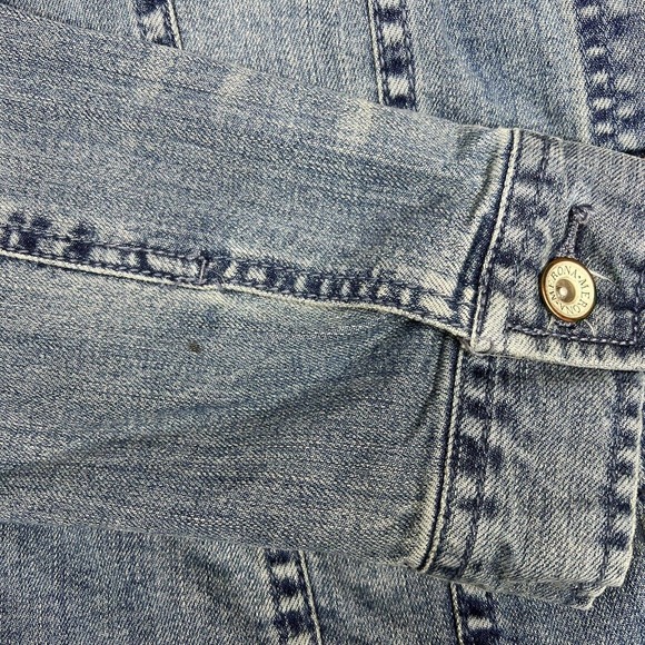 Merona Women's Blue Long Sleeve Button Up Stretch Denim Jean Jacket Size L - Picture 6 of 10